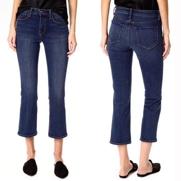 L'Agence Lenna Cropped Baby Flare Mid Rise Denim Dark Wash Jean Size 23 - Picture 1 of 15